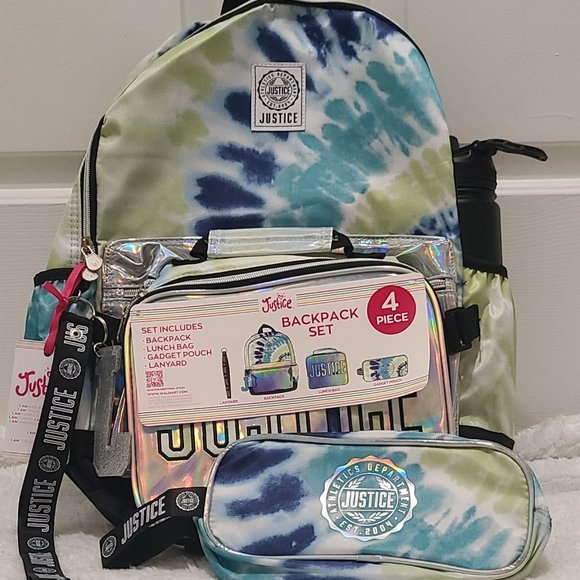Justice Other - Justice TSA Approved 4 Piece Blue Metallic Backpack Carryon Set NWT